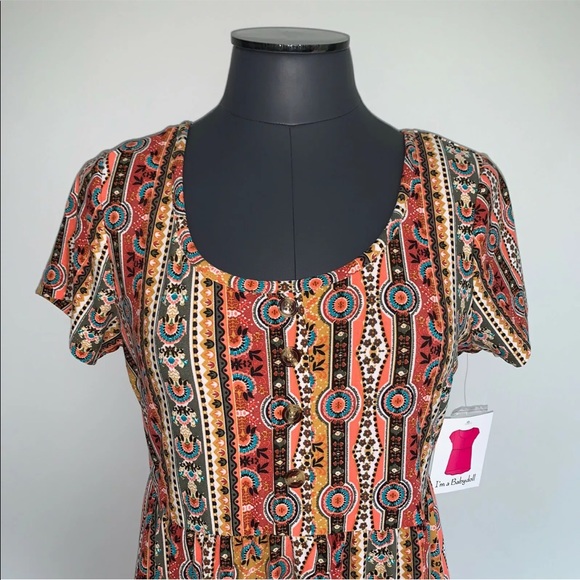 Women’s M Bobbie Brooks Multi Fall Floral India Print Babydoll Soft Stretch Top - Picture 2 of 12